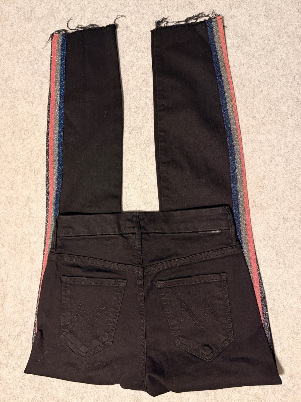 MOTHER Guilty Glitter Racer High Waisted Looker Ankle Fray Jeans 25 - Picture 2 of 16